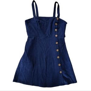 Essue Blue Sleeveless Buttoned Mini Sundress
